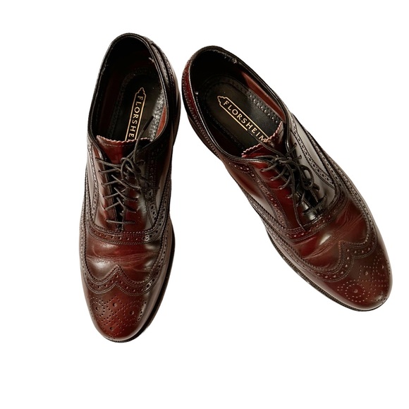 FLORSHEIM Men's Royal Imperial Brown Leather Shoes Wingtip Size 8.5D - Picture 2 of 10